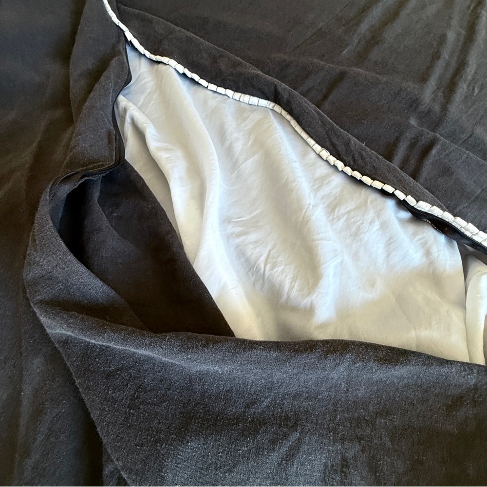 Dransfield & Ross Lancaster Linen Blend Duvet Cover Raven Full Queen Ivory Trim - Picture 7 of 14